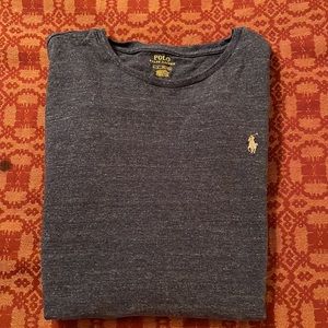 Polo Ralph Lauren Blue Long Sleeve V-Neck Tee Men's Size Large Cotton.